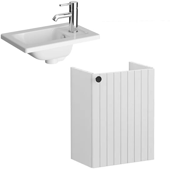 Image of VitrA: Root Groove Wall-hung Vanity Unit with One Door and Basin (450mm)