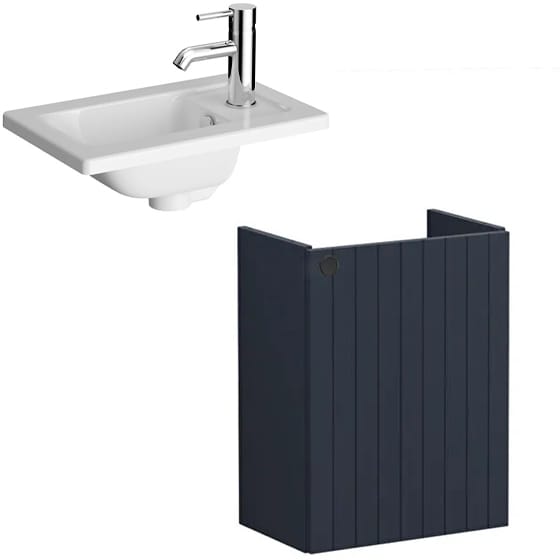 Image of VitrA: Root Groove Wall-hung Vanity Unit with One Door and Basin (450mm)
