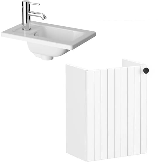 Image of VitrA: Root Groove Wall-hung Vanity Unit with One Door and Basin (450mm)