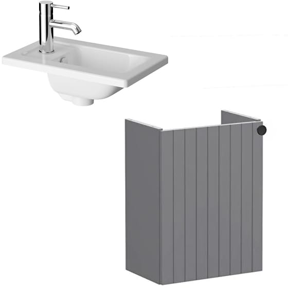 Image of VitrA: Root Groove Wall-hung Vanity Unit with One Door and Basin (450mm)