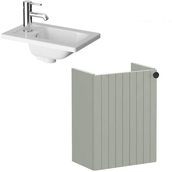 Image of VitrA: Root Groove Wall-hung Vanity Unit with One Door and Basin (450mm)