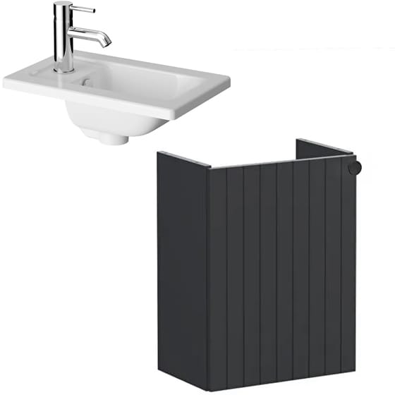 Image of VitrA: Root Groove Wall-hung Vanity Unit with One Door and Basin (450mm)