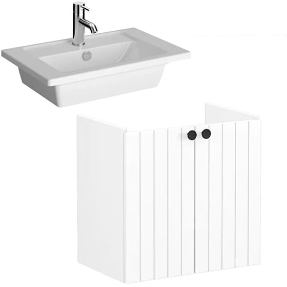 Image of VitrA: Root Groove Wall-hung Vanity Unit With Doors and Basin (600mm, Hygiene)
