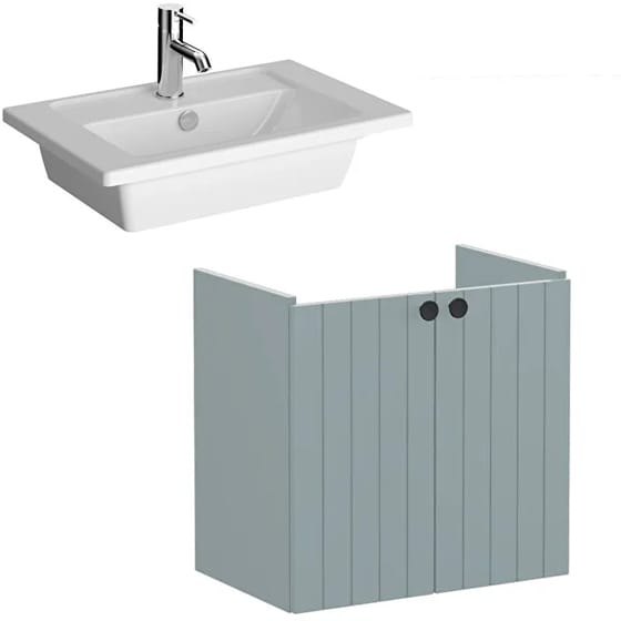 Image of VitrA: Root Groove Wall-hung Vanity Unit With Doors and Basin (600mm, Hygiene)