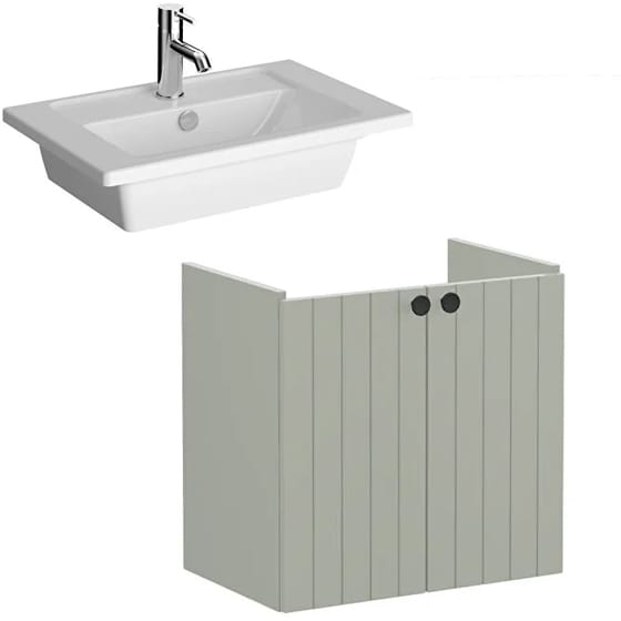 Image of VitrA: Root Groove Wall-hung Vanity Unit With Doors and Basin (600mm, Hygiene)