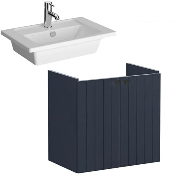 Image of VitrA: Root Groove Wall-hung Vanity Unit With Doors and Basin (600mm, Hygiene)