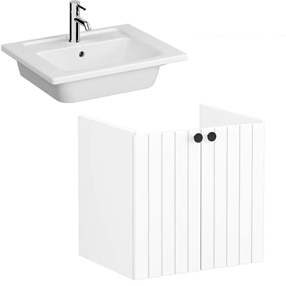 Image of VitrA: Root Groove Wall-hung Vanity Unit With Doors and Basin (600mm)