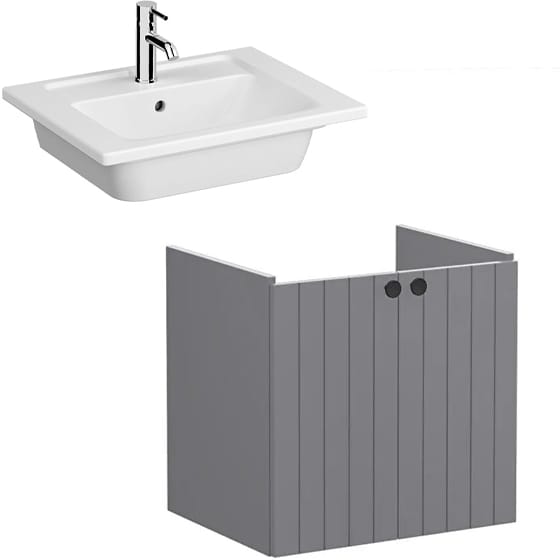 Image of VitrA: Root Groove Wall-hung Vanity Unit With Doors and Basin (600mm)