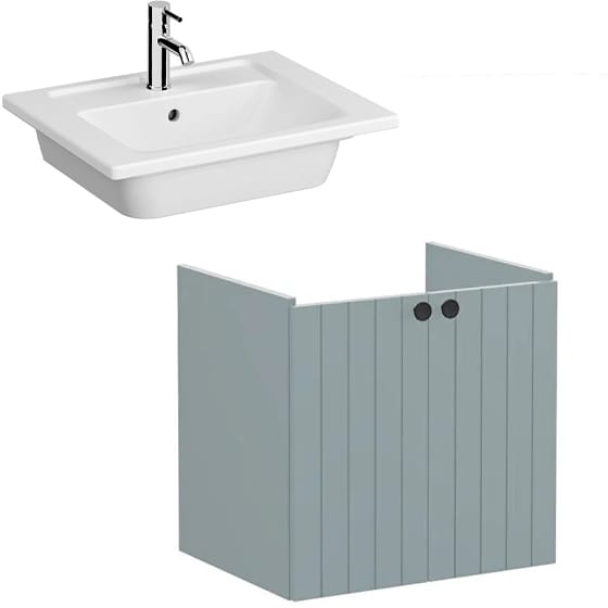 Image of VitrA: Root Groove Wall-hung Vanity Unit With Doors and Basin (600mm)