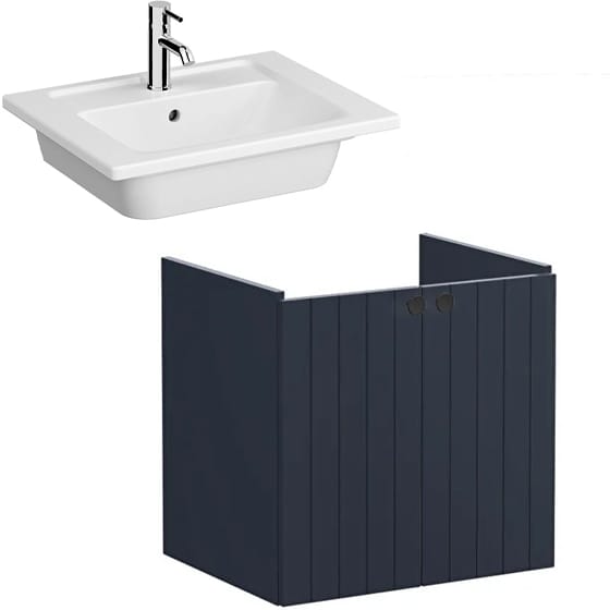 Image of VitrA: Root Groove Wall-hung Vanity Unit With Doors and Basin (600mm)