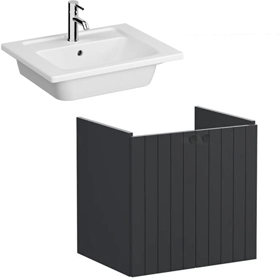 Image of VitrA: Root Groove Wall-hung Vanity Unit With Doors and Basin (600mm)