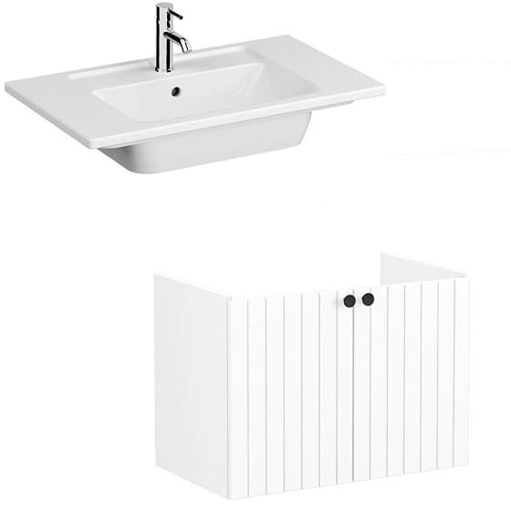 Image of VitrA: Root Groove Wall-hung Vanity Unit With Doors and Basin (800mm)
