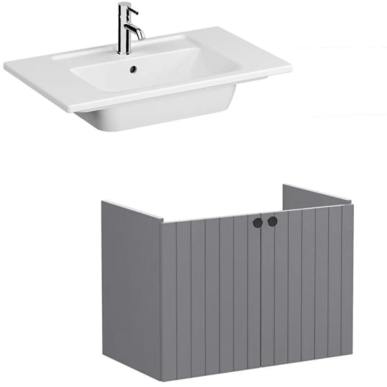 Image of VitrA: Root Groove Wall-hung Vanity Unit With Doors and Basin (800mm)