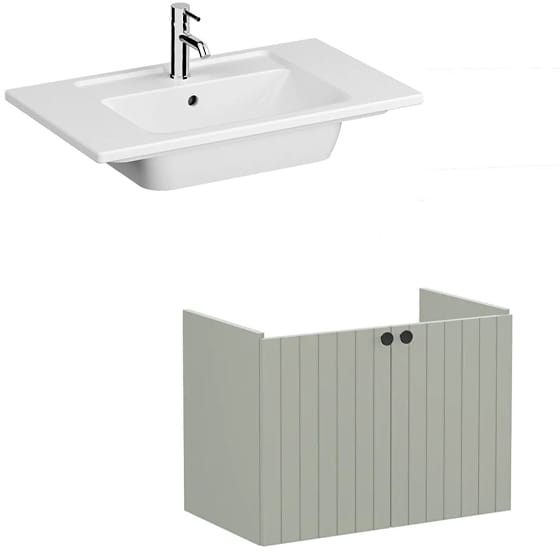 Image of VitrA: Root Groove Wall-hung Vanity Unit With Doors and Basin (800mm)