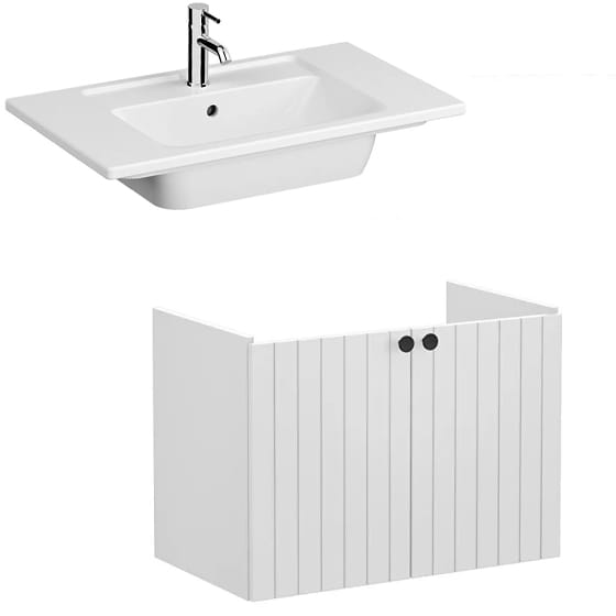 Image of VitrA: Root Groove Wall-hung Vanity Unit With Doors and Basin (800mm)