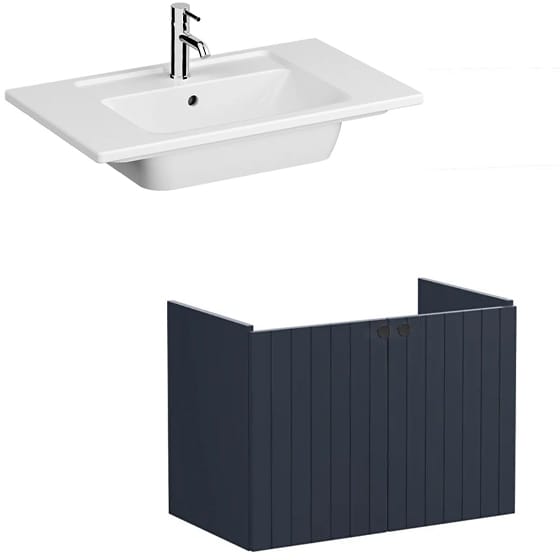 Image of VitrA: Root Groove Wall-hung Vanity Unit With Doors and Basin (800mm)