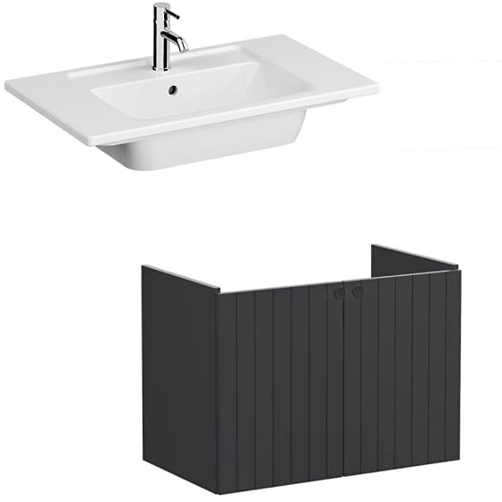 Image of VitrA: Root Groove Wall-hung Vanity Unit With Doors and Basin (800mm)