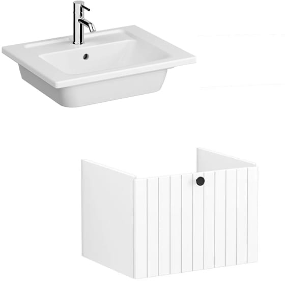 Image of VitrA: Root Groove Wall-hung Vanity Unit With Drawer and Basin (600mm)