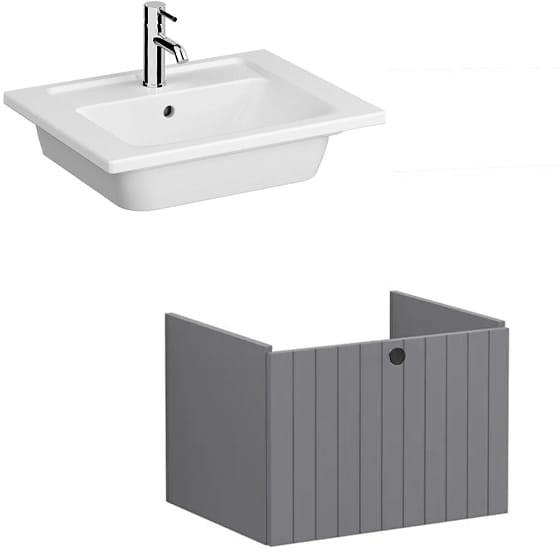 Image of VitrA: Root Groove Wall-hung Vanity Unit With Drawer and Basin (600mm)