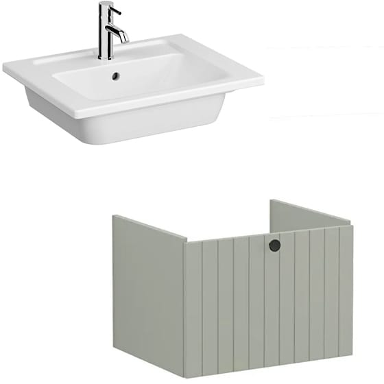 Image of VitrA: Root Groove Wall-hung Vanity Unit With Drawer and Basin (600mm)