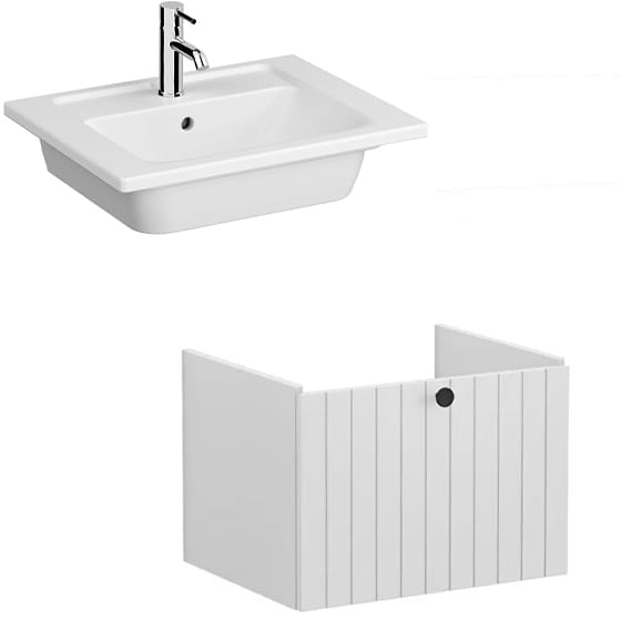 Image of VitrA: Root Groove Wall-hung Vanity Unit With Drawer and Basin (600mm)