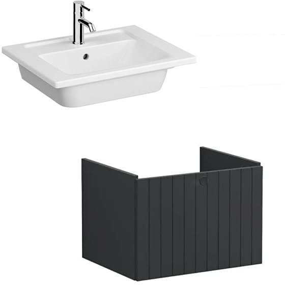 Image of VitrA: Root Groove Wall-hung Vanity Unit With Drawer and Basin (600mm)
