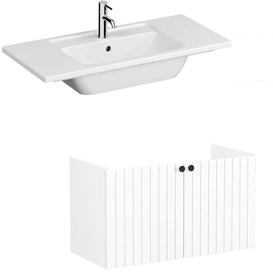 Image of VitrA: Root Groove Wall-hung Vanity Unit With Doors and Basin (1000mm)