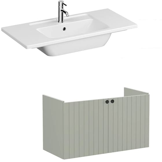 Image of VitrA: Root Groove Wall-hung Vanity Unit With Doors and Basin (1000mm)