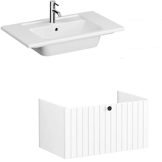 Image of VitrA: Root Groove Wall-hung Vanity Unit With Drawer and Basin (800mm)