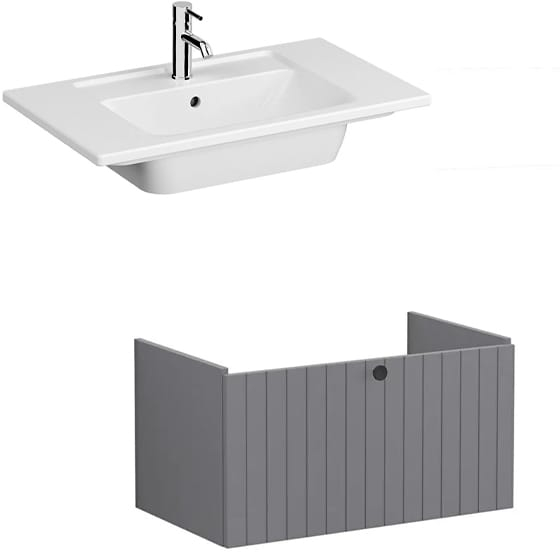 Image of VitrA: Root Groove Wall-hung Vanity Unit With Drawer and Basin (800mm)