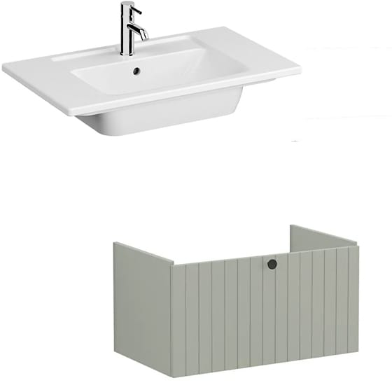 Image of VitrA: Root Groove Wall-hung Vanity Unit With Drawer and Basin (800mm)
