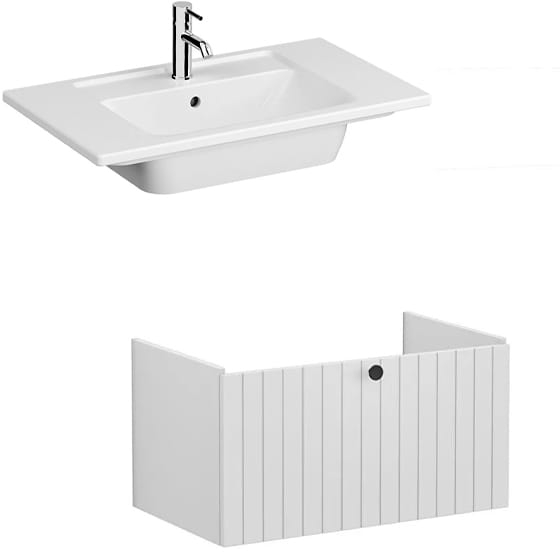 Image of VitrA: Root Groove Wall-hung Vanity Unit With Drawer and Basin (800mm)