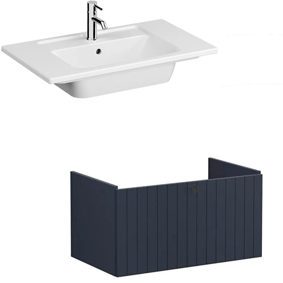 Image of VitrA: Root Groove Wall-hung Vanity Unit With Drawer and Basin (800mm)