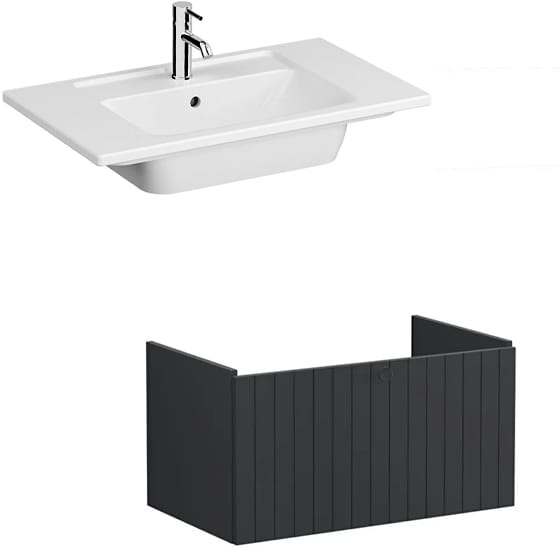 Image of VitrA: Root Groove Wall-hung Vanity Unit With Drawer and Basin (800mm)