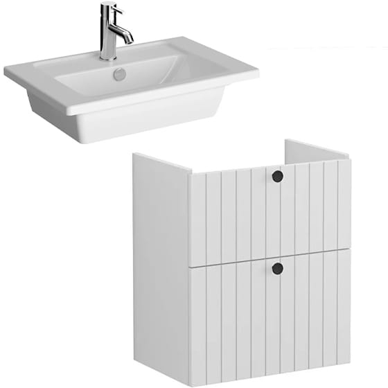 Image of VitrA: Root Groove Compact Wall-hung Vanity Unit With Two Drawers and Basin (600mm)