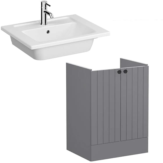 Image of VitrA: Root Groove Floor Standing Vanity Unit With Doors and Basin (600mm)