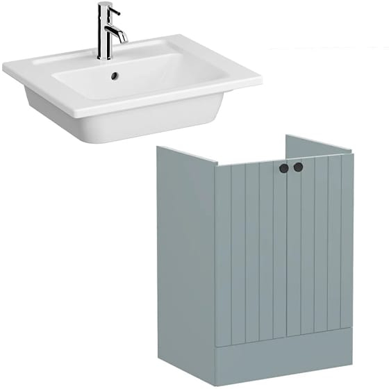 Image of VitrA: Root Groove Floor Standing Vanity Unit With Doors and Basin (600mm)