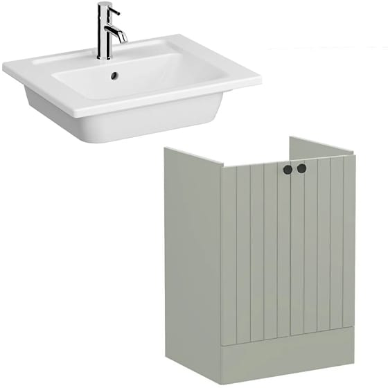 Image of VitrA: Root Groove Floor Standing Vanity Unit With Doors and Basin (600mm)