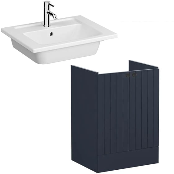 Image of VitrA: Root Groove Floor Standing Vanity Unit With Doors and Basin (600mm)