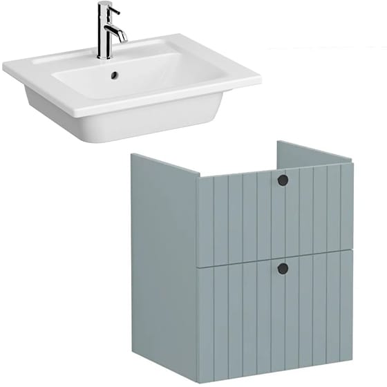 Image of VitrA: Root Groove Wall-hung Vanity Unit With Two Drawers and Basin (600mm)