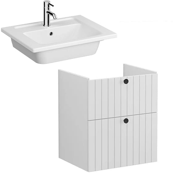 Image of VitrA: Root Groove Wall-hung Vanity Unit With Two Drawers and Basin (600mm)