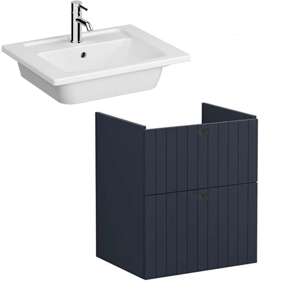Image of VitrA: Root Groove Wall-hung Vanity Unit With Two Drawers and Basin (600mm)