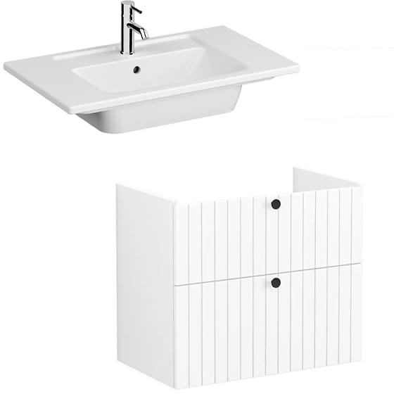 Image of VitrA: Root Groove Wall-hung Vanity Unit With Two Drawers and Basin (800mm)