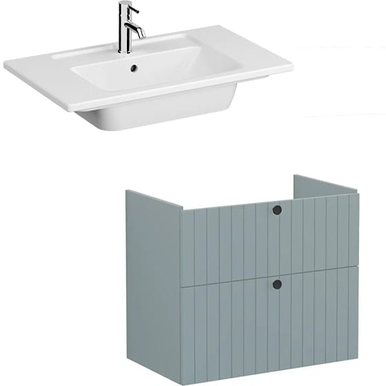 Image of VitrA: Root Groove Wall-hung Vanity Unit With Two Drawers and Basin (800mm)