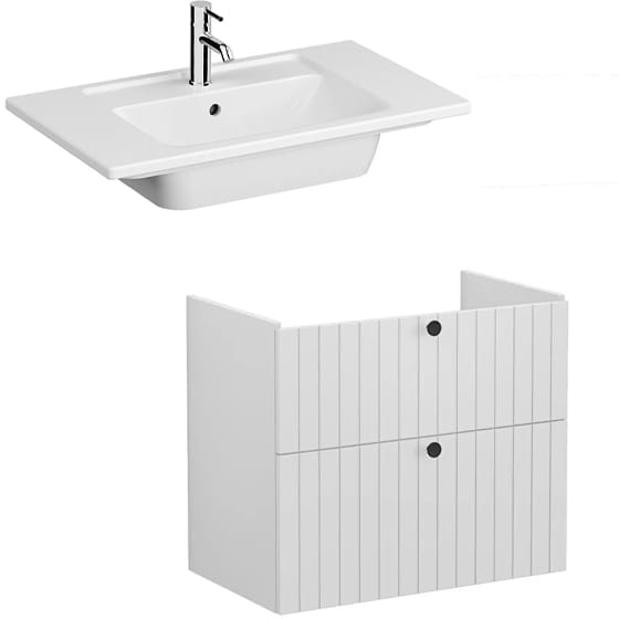 Image of VitrA: Root Groove Wall-hung Vanity Unit With Two Drawers and Basin (800mm)