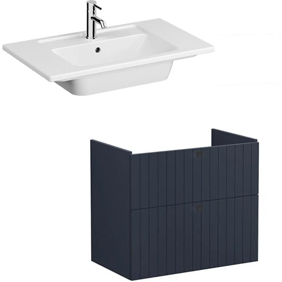 Image of VitrA: Root Groove Wall-hung Vanity Unit With Two Drawers and Basin (800mm)