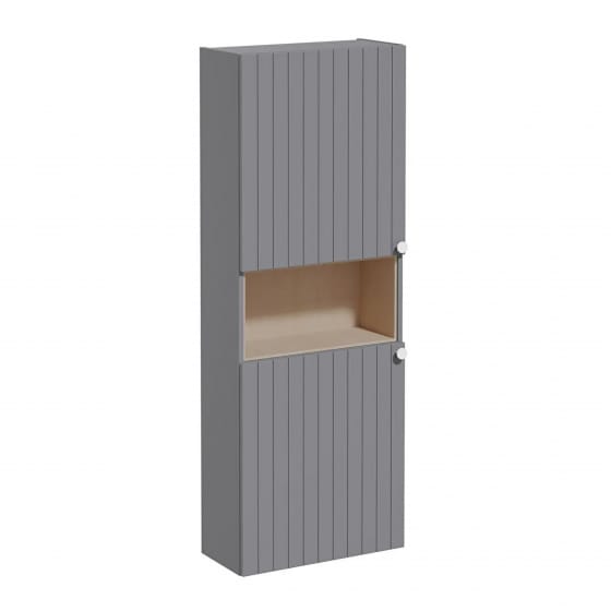 Image of VitrA: Root Groove Compact Wall-hung Bathroom Short/Tall Cabinet Unit with Two Doors (550mm)