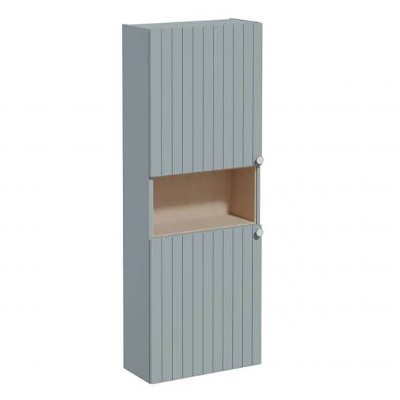 Image of VitrA: Root Groove Compact Wall-hung Bathroom Short/Tall Cabinet Unit with Two Doors (550mm)
