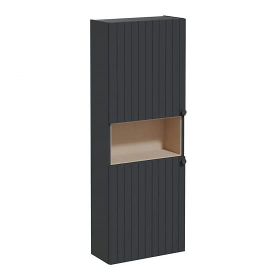 Image of VitrA: Root Groove Compact Wall-hung Bathroom Short/Tall Cabinet Unit with Two Doors (550mm)
