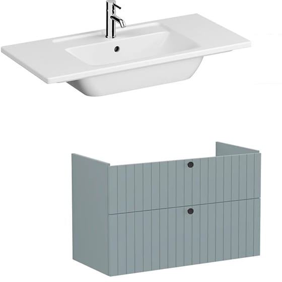 Image of VitrA: Root Groove Wall-hung Vanity Unit With Two Drawers and Basin (1000mm)